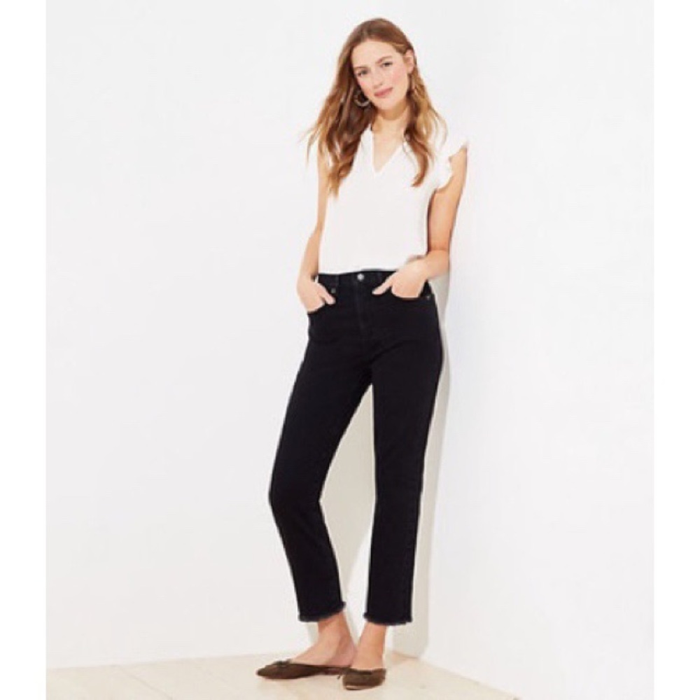 LOFT Curvy High Rise Straight Crop Jeans